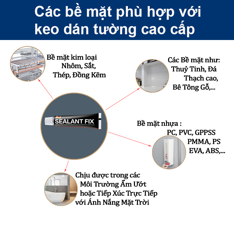 Pimisi các bề mặt phù hợp với keo dán tường cao cấp