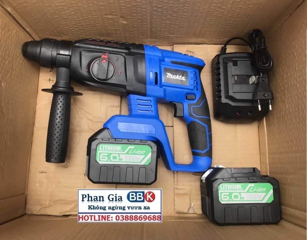 Máy khoan Bê tông MKT 15 CELL, máy không chổi than 100% dây đồng, 2 PIN - BẢO HÀNH 1 NĂM full bộ