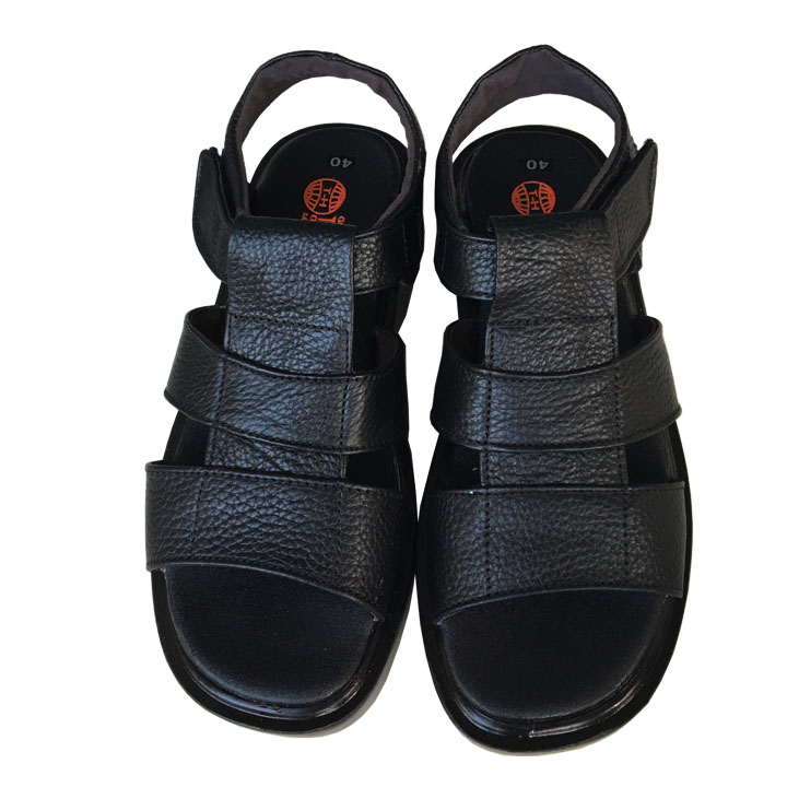 Giày sandal nam Trường Hải da bò thật mềm mại cao 5cm  màu đen đế PU siêu nhẹ không trơn trượt  chắc chắn  HÌNH ẢNH THẬT SD791