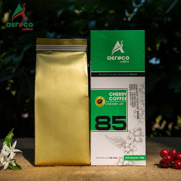 Cà phê bột pha phin AEROCO 85 nguyên chất 100% rang mộc hậu vị ngọt thơm quyến rũ, hộp 250g