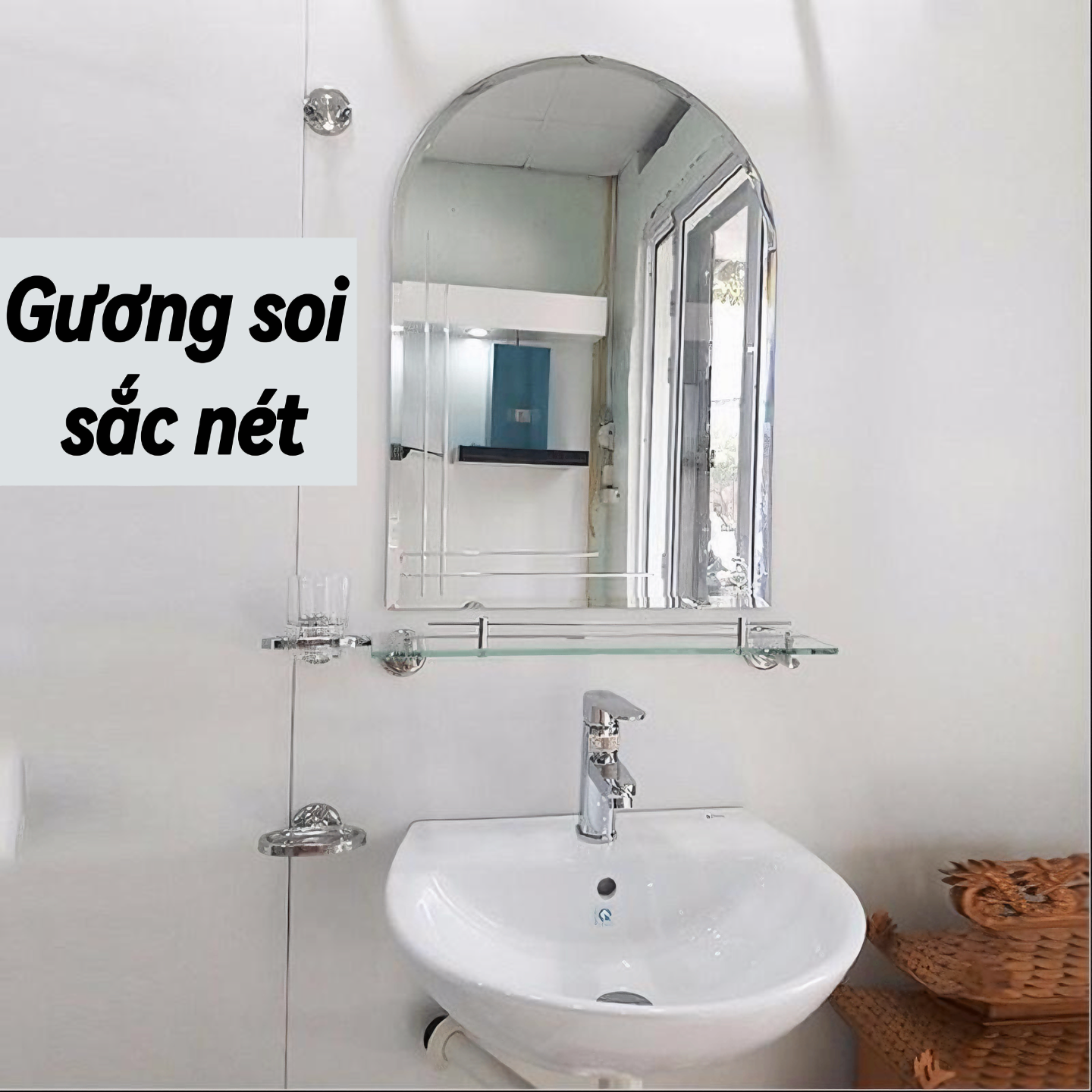 Gương soi viền tròn KG105 nhà tắm tráng bạc cao cấp loại tốt, bao ko bể vỡ, kiếng cường lực 5mm - Hàng chính hãng
