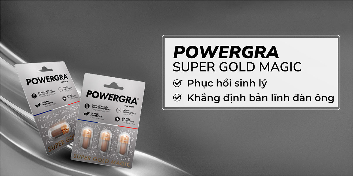 Viên uống phục hồi và tăng cường sức khỏe sinh lý nam giới Powergra (Super Gold Magic) - Vỉ dùng thử 3 viên