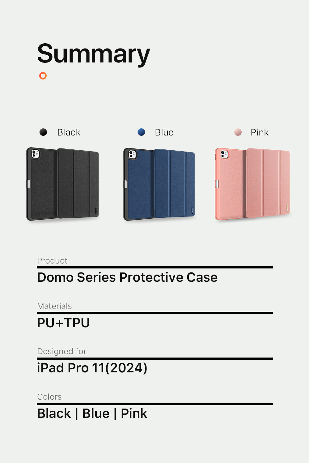 Bao da Dux Ducis Domo Series cho iPad Pro 11 inch 2024/ Pro 13 inch 2024 M4 có khe cắm bút, auto sleep/ wake_ Hàng chính hãng