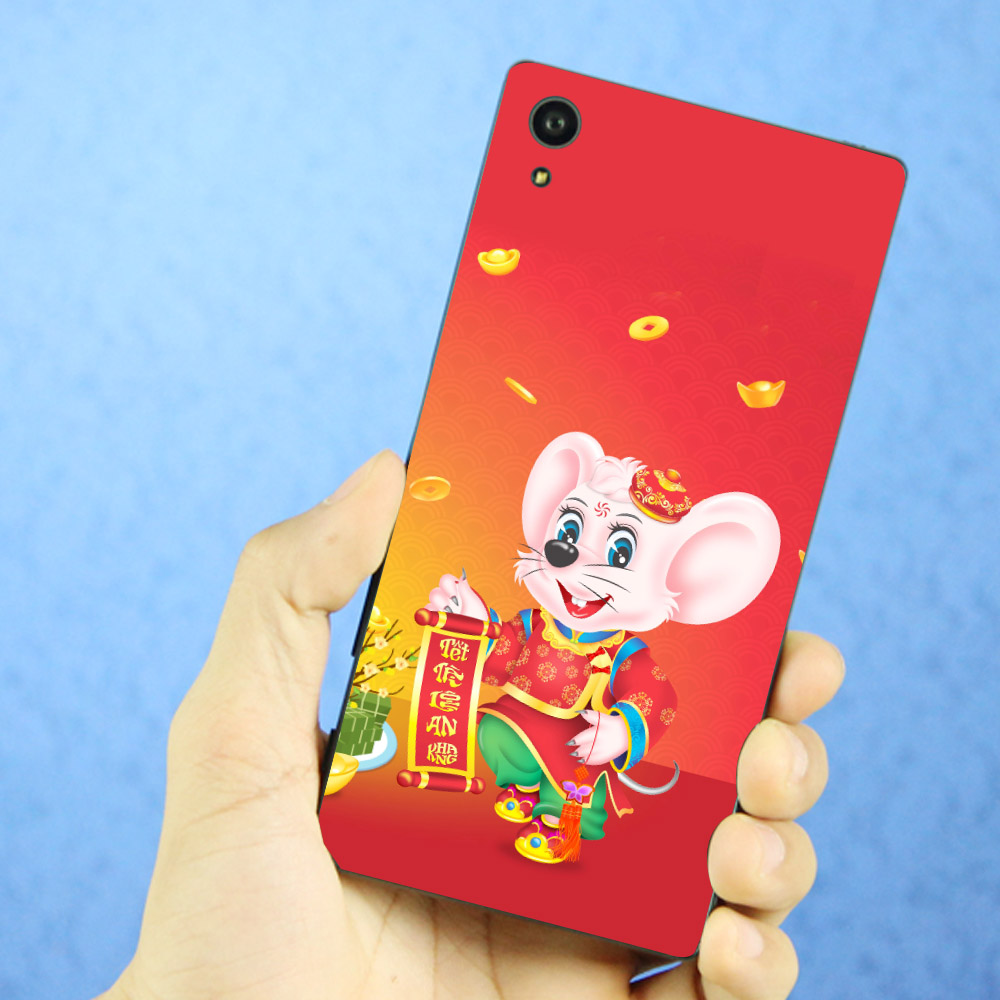 Ốp điện thoại dành cho máy Sony Xperia XA1 Plus - Chú chuột chúc tết cầm câu đối 02 MS CCTCD002