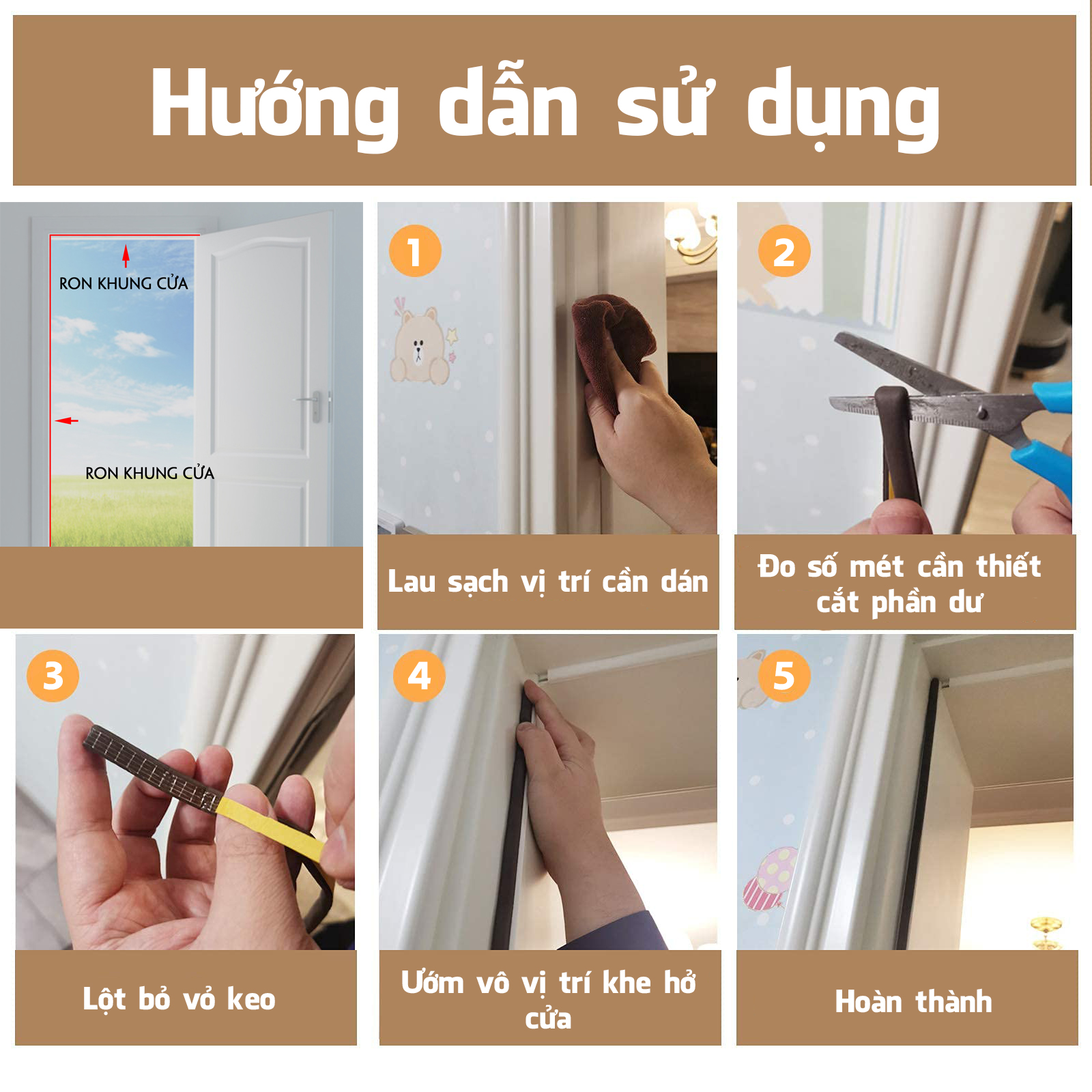 Ron khung cửa ngăn bụi côn trùng giảm ồn va đập 2mm 4mm 6mm 8mm 10 mm 12mm 15mm dài 6 mét
