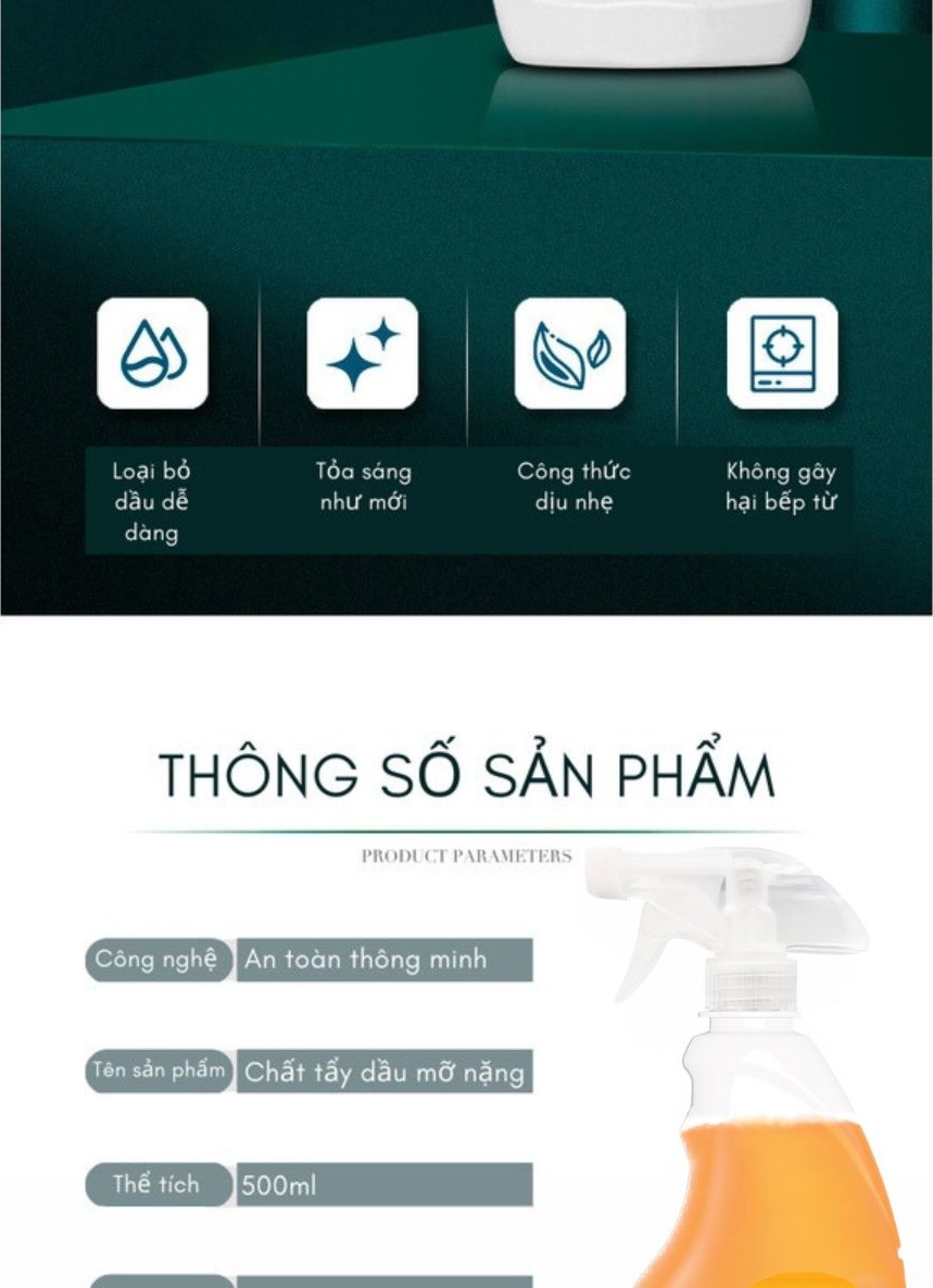 Bình xịt vệ sinh đa năng, xịt nhà bếp bám dầu mỡ, tẩy các vết ố bẩn, giệt vi khuẩn có hại chuyên tẩy dầu mỡ, tẩy nhà bếp, tẩy hút mùi, bếp gas, bếp từ, đáy xoong, đáy chảo - Hàng chính hãng