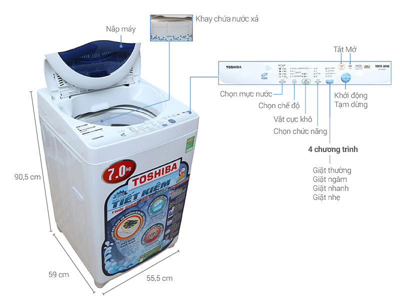 Máy Giặt Cửa Trên Toshiba AW-A800SV (7kg)