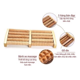 Bàn Lăn Massage Chân Bằng Gỗ 5 Hàng, 6 Hàng, 7 Hàng, 8 Hàng Giúp Lưu Thông Kinh Mạch, Cải Thiện Giấc Ngủ, Bảo Vệ Sức Khỏe – Bàn Lăn Chân Gỗ Cho Văn Phòng, Gia Đình