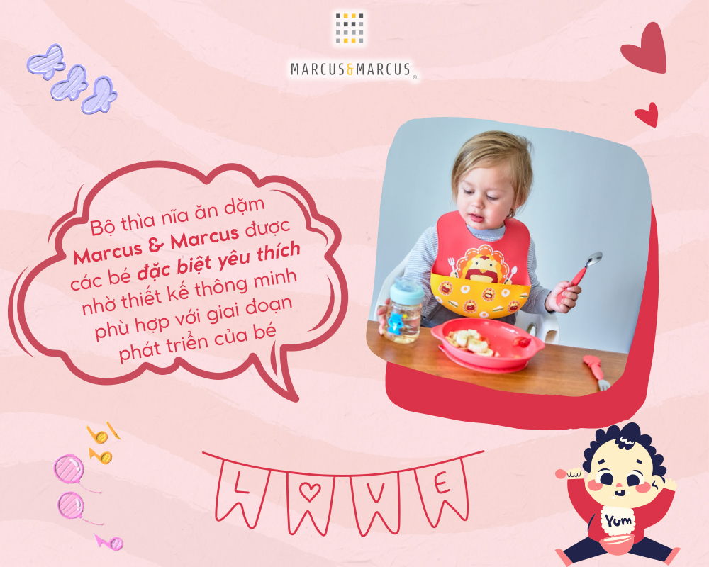 Bộ thìa nĩa ăn dặm cho bé Marcus & Marcus, từ 3 tuổi