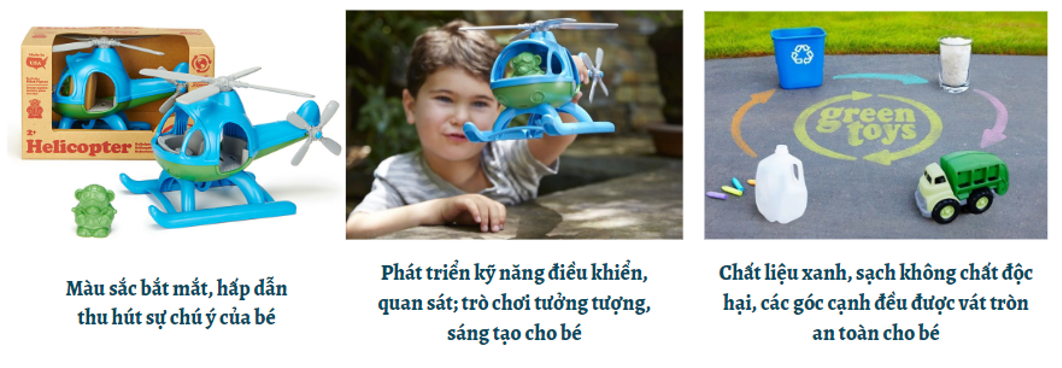 Đặc điểm Đồ chơi máy bay trực thăng Green Toys cho bé từ 2 tuổi - Xanh dương