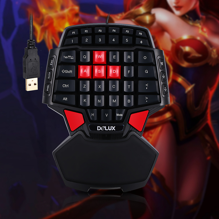 Delux T9 47-Key Professional One/Single Hand USB Wired Esport Gaming Keyboard