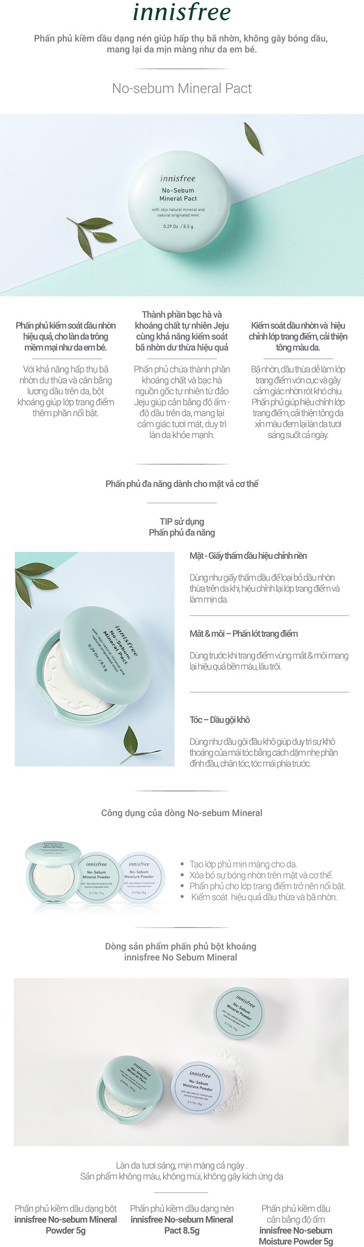 Phấn Phủ Kiềm Dầu Dạng Nén Innisfree No-Sebum Mineral Pact 8.5G - 131170491