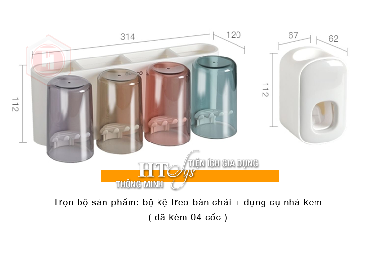 BỘ DỤNG CỤ NHẢ KEM ĐÁNH RĂNG 4 CỐC ECOCO-HÀNG CHÍNH HÃNG