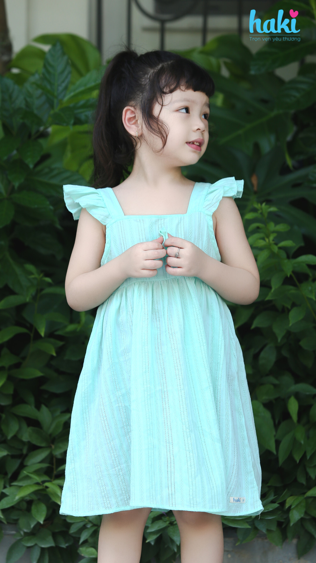 Đầm bé gái cổ vuông tay cánh tiên HAKI, váy bé gái, đầm mùa hè cho bé gái, váy hè, đầm thiết kế cho bé HK525 (10-27kg)