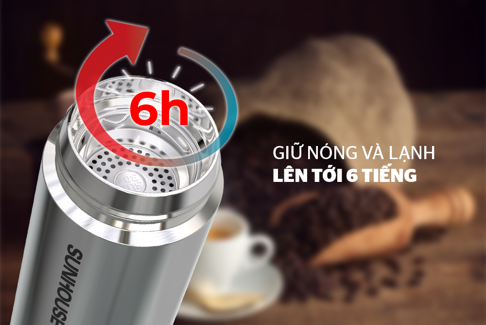Bình giữ nhiệt inox 304 Sunhouse 450ml KS-TU450I
