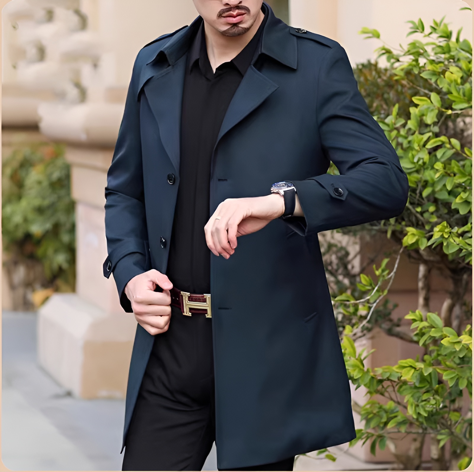 Áo khoác măng tô nam NMT46 màu Xanh