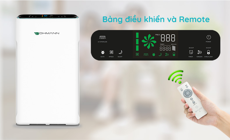 máy lọc không khí Bohmann B502 diện tích sử dụng 60m2 có kết nối wifi