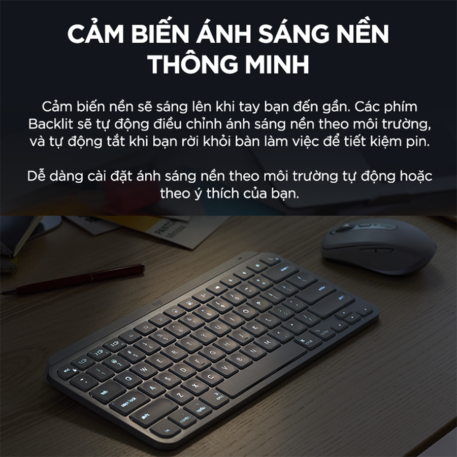 Bàn phím không dây Bluetooth Logitech MX Keys Mini - Hàng Chính Hãng