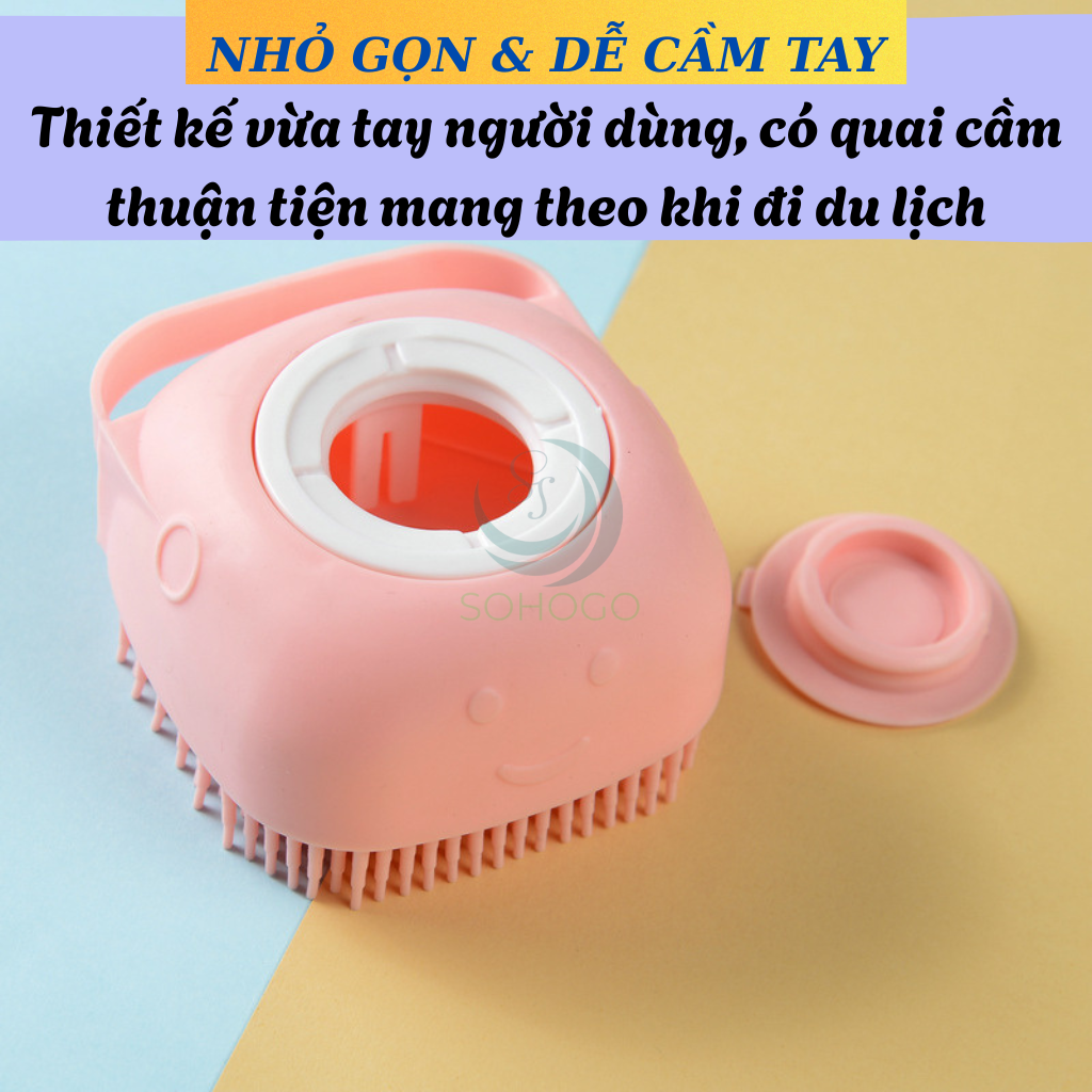 Bàn Chải Tắm Hình Thú Đáng Yêu Cho Bé – Chăm Sóc Da Nhẹ Nhàng Dụng Cụ Tắm Gội Silicon Đa Năng – Bóp Là Ra Bọt Cọ Tắm Silicon Tạo Bọt Có Hộp Đựng Xà Phòng Bàn Chải Massage Cơ Thể Silicon Mềm – Không Cần Tạo Bọt Tay