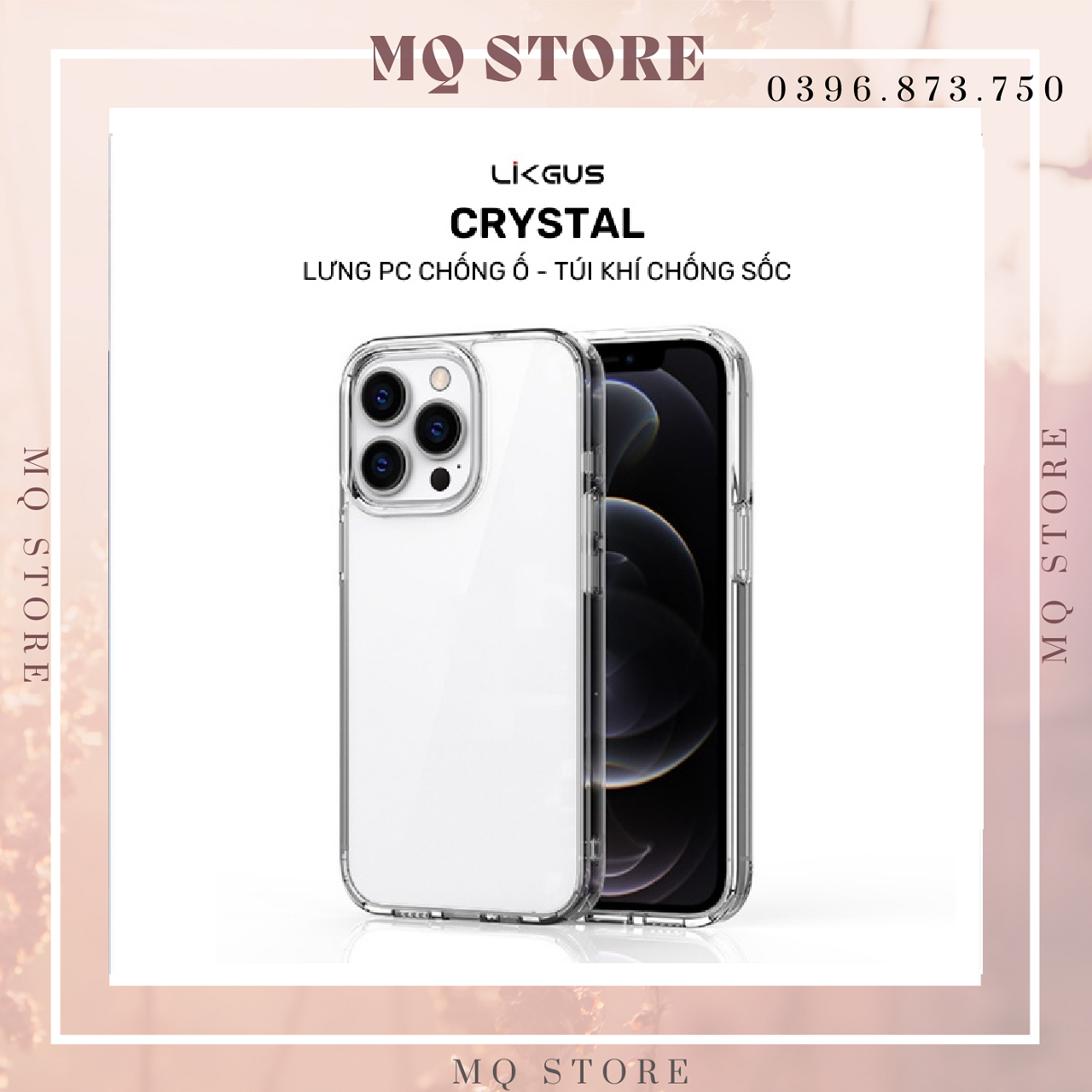 Ốp lưng cho iPhone 15 | 15 Pro | 15 Pro Max Likgus Crystal úi khí chống sốc, chống ố màu( hàng chính hãng)