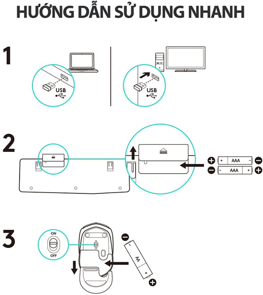 Bộ Bàn Phím Và Chuột Không Dây Logitech MK235 - Hàng chính hãng