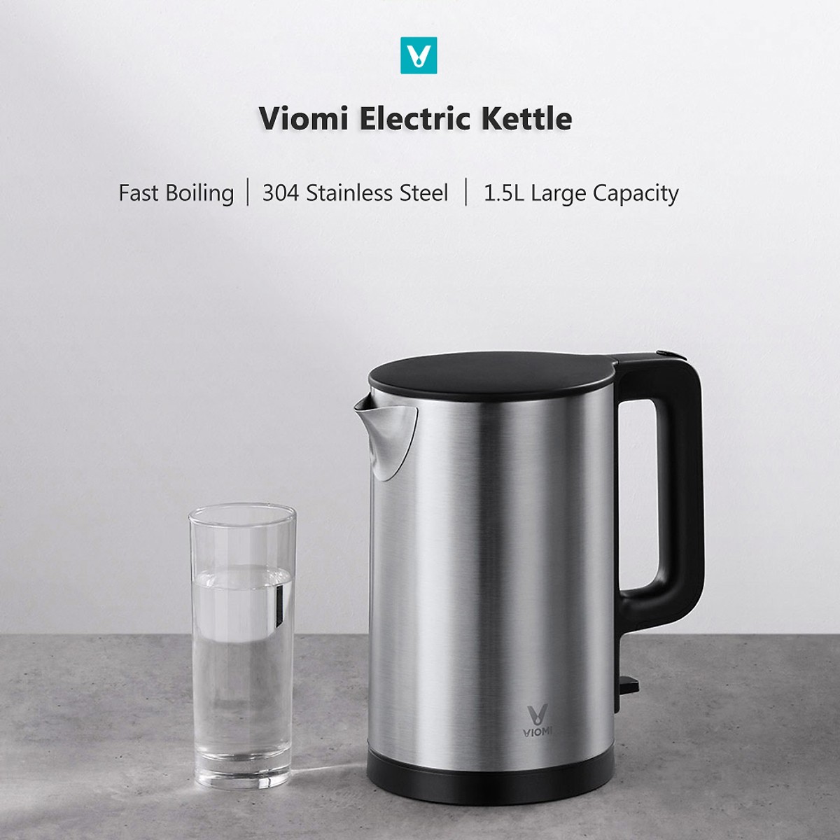 Ấm Điện Đun Nước Nhanh Sôi Thép Không Gỉ 340 Xiaomi Yupin Viomi (1.5l) (1800W)