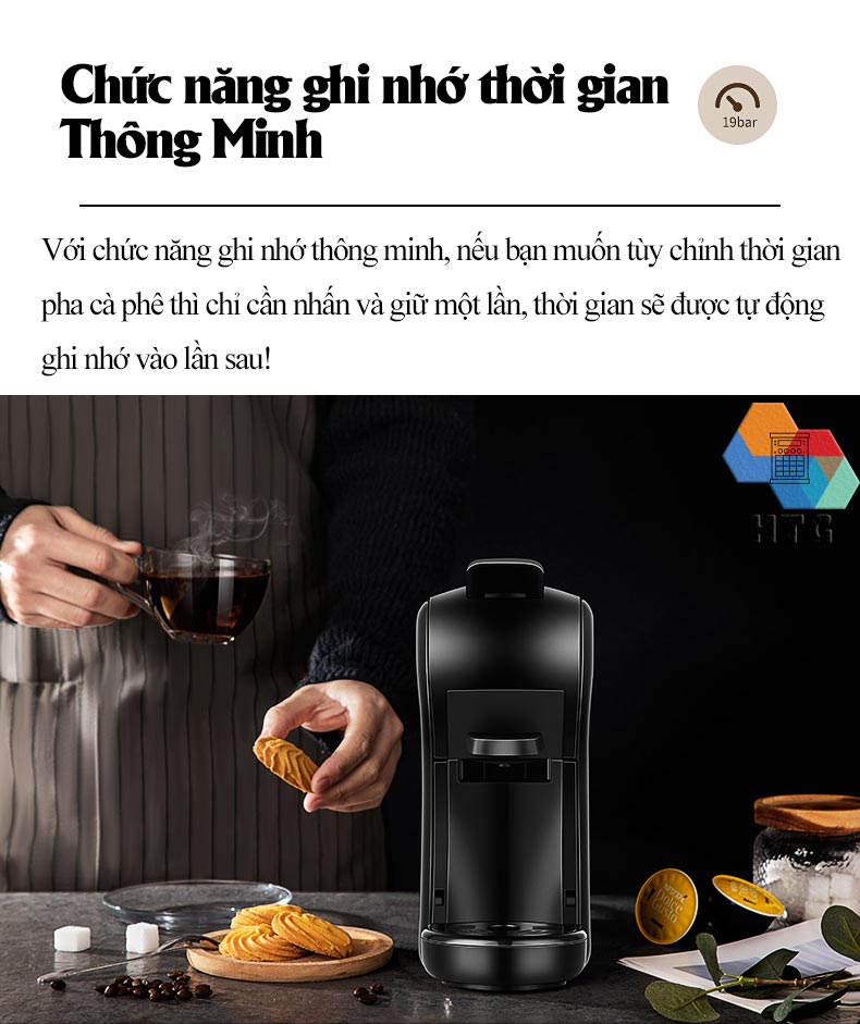 Máy pha cà phê viên nén Stelang ST504 3 trong 1, dùng được cà phê bột và Dolce Gusto, Nespresso, áp suất 19 bar hàng chính hãng