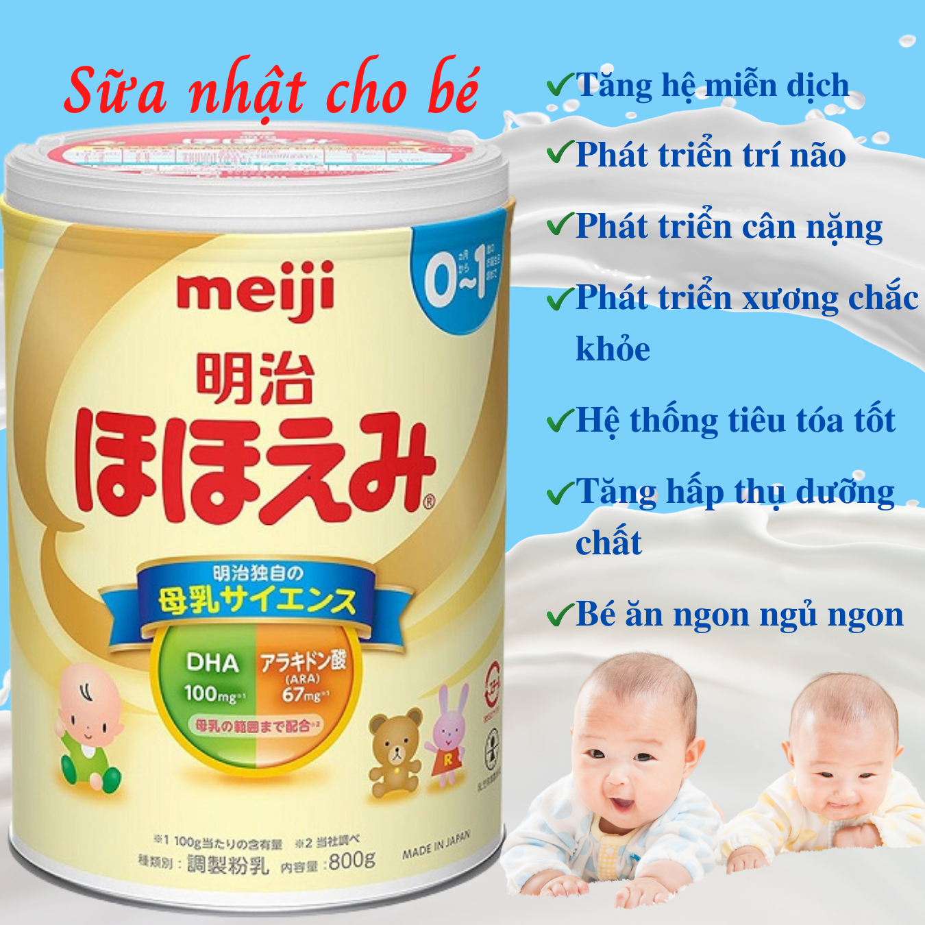 Top 6 loại sữa tốt nhất cho trẻ sơ sinh từ 06 tháng tuổi của Nhật Bản