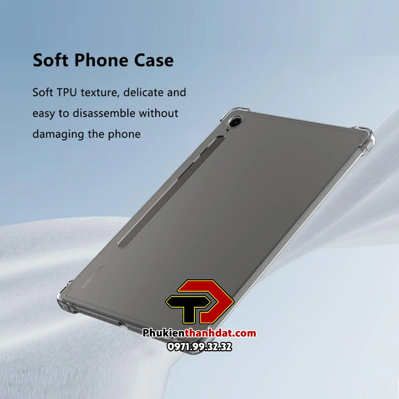 Ốp lưng cho SamSung Galaxy Tab S9 FE trong suốt chống sốc chính hãng GreenCase - Hàng chính hãng