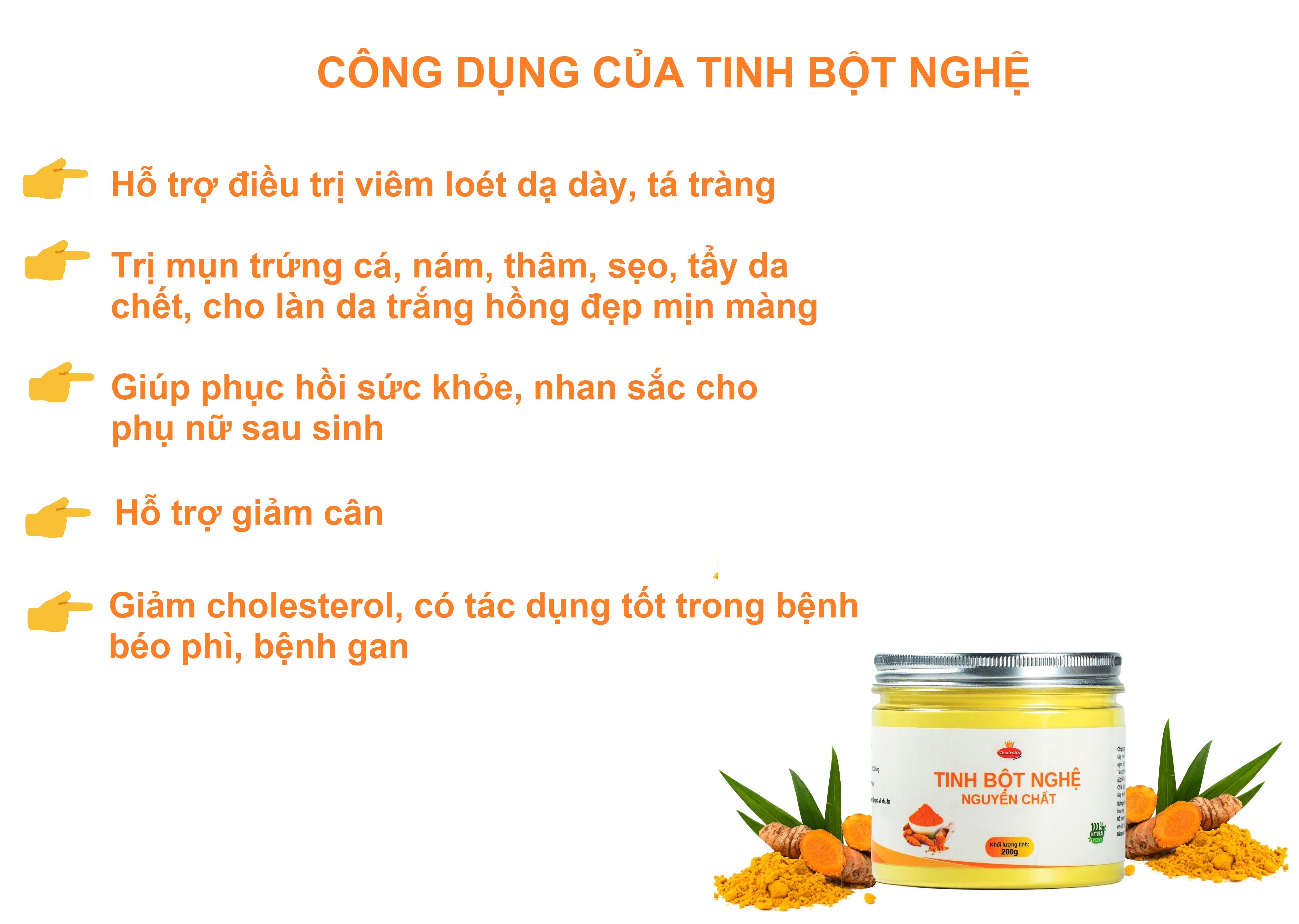 Tinh bột nghệ nguyên chất Vinafruits 500g 3