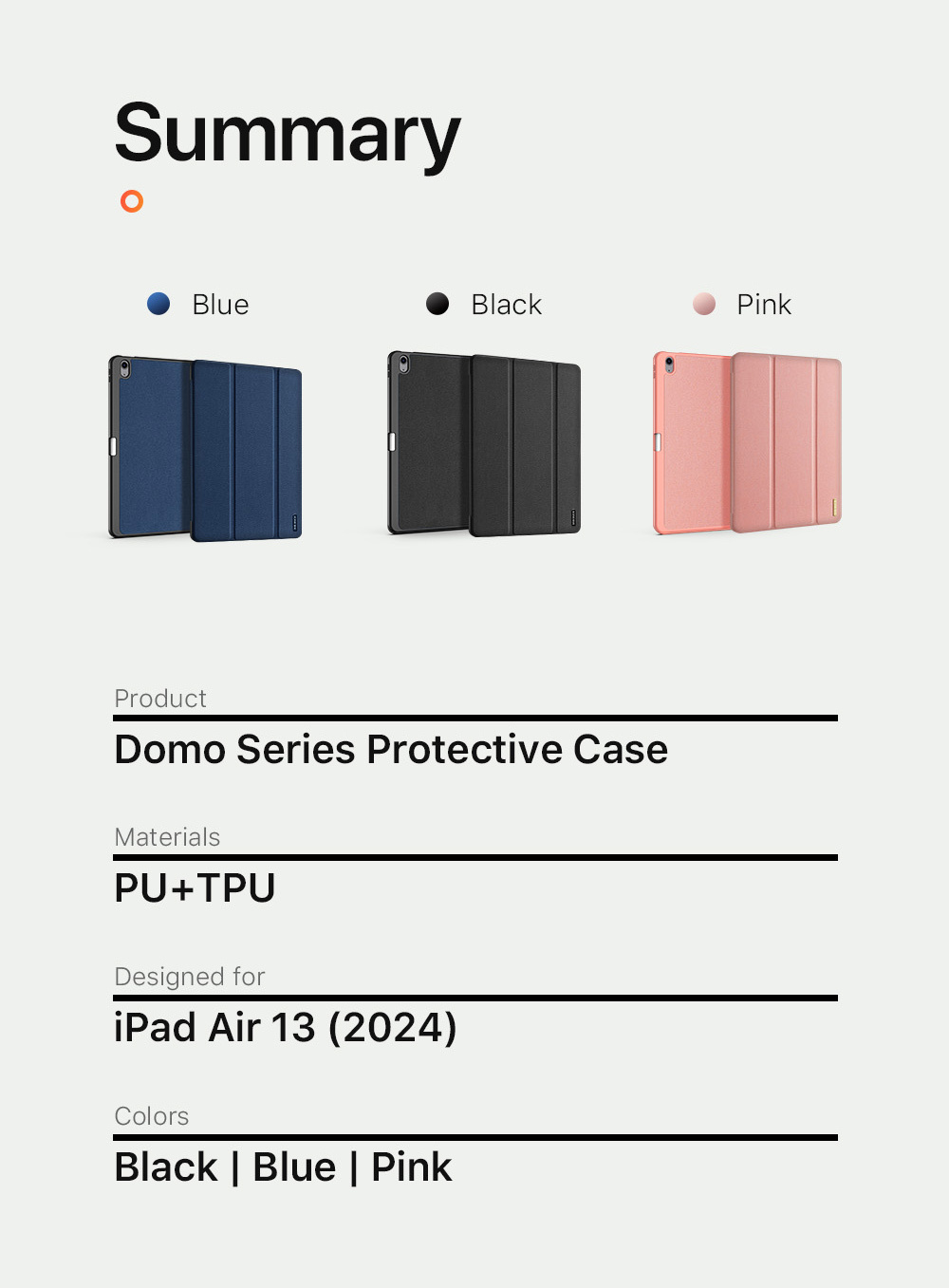Bao da Dux Ducis Domo Series cho iPad Air 13 inch M2 2024 có khe cắm bút, tự động tắt mở_ Hàng chính hãng