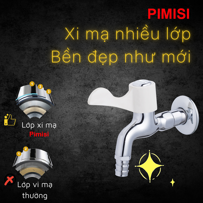 Xi mạ crom-niken sáng bóng nhiều lớp cho vòi xả nước Pimisi PV-27