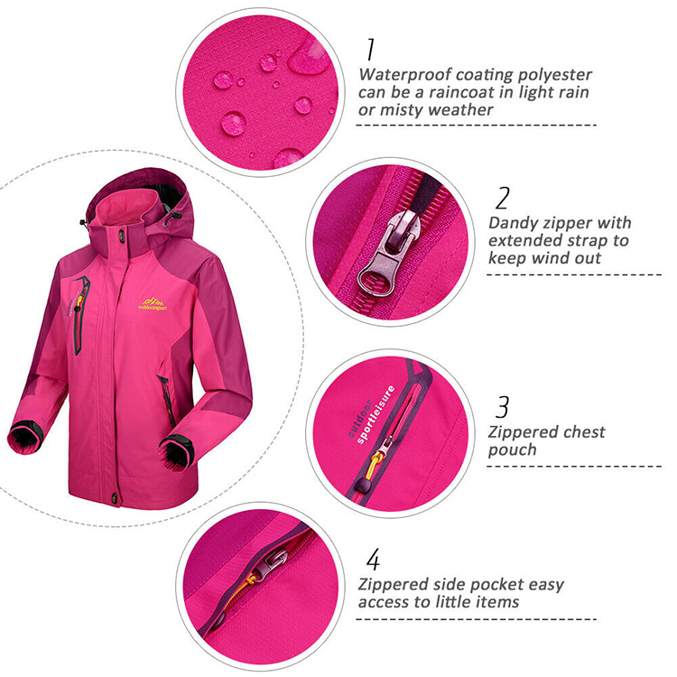 Lixada Waterproof Jacket Windproof Raincoat Sportswear Outdoor Hiking Traveling Cycling Sports Detachable Hooded Coat