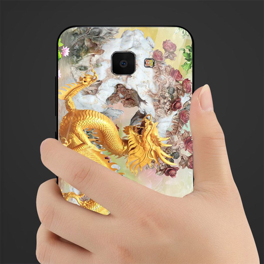 Ốp kính cường lực cho điện thoại Samsung Galaxy A7 2018/A750 - A10/M10 - A50 - A70 - long phượng MS TRANH 006