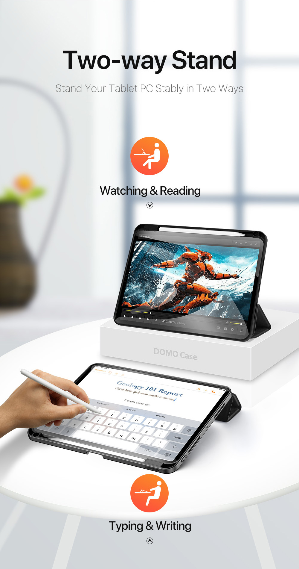 Bao da Dux Ducis Domo Series cho iPad Pro 11 inch 2024/ Pro 13 inch 2024 M4 có khe cắm bút, auto sleep/ wake_ Hàng chính hãng