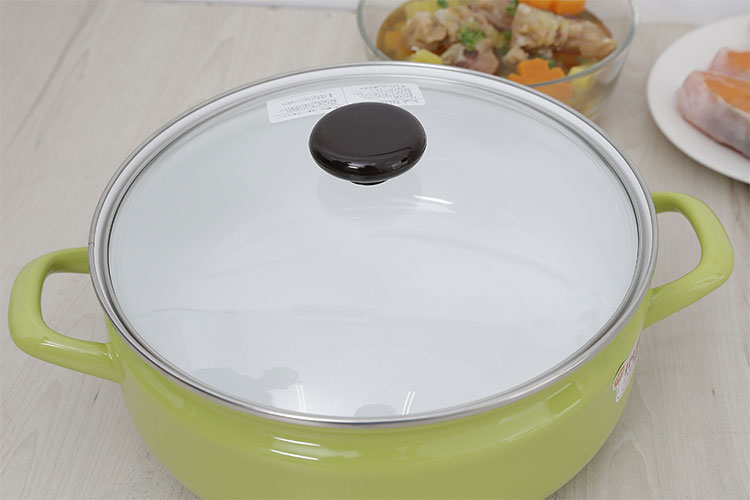 Nồi lẩu Thép Nippon phủ thủy tinh Fujihoro YAV-27HD.LG 27cm