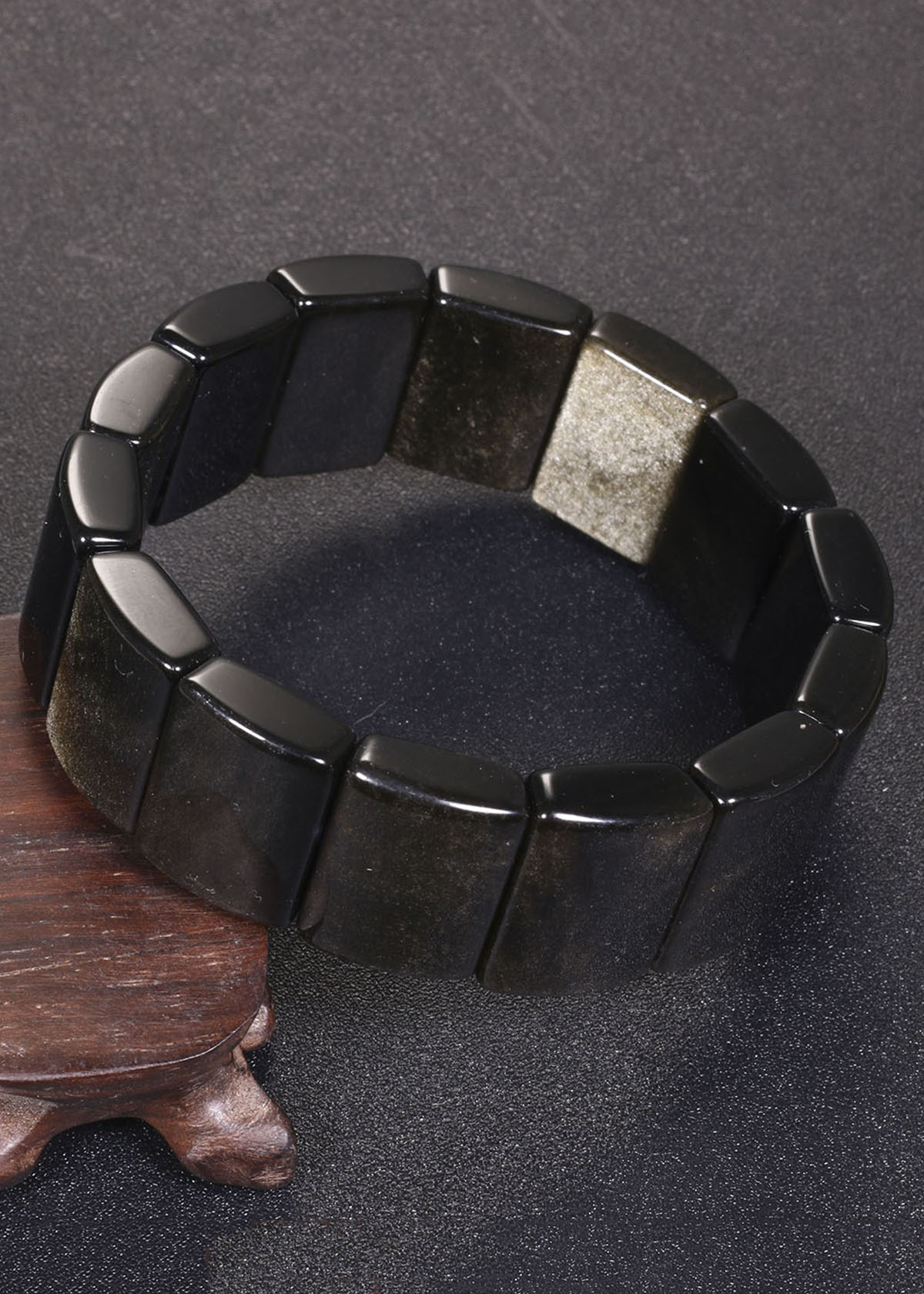 Vòng tay đá tektit bản vuông 19x15mm mệnh thủy,mộc - Ngọc Quý Gemstones