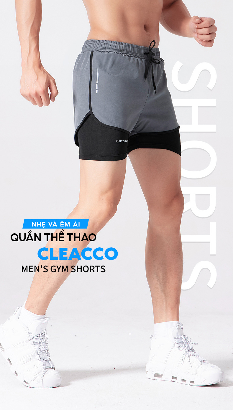Quần short đùi thể thao ngắn tập gym , quần chạy bộ , đá bóng có lớp lót bó cơ chống lộ Cleacco C622 Bảo Hành 12 Tháng - Boro Sport
