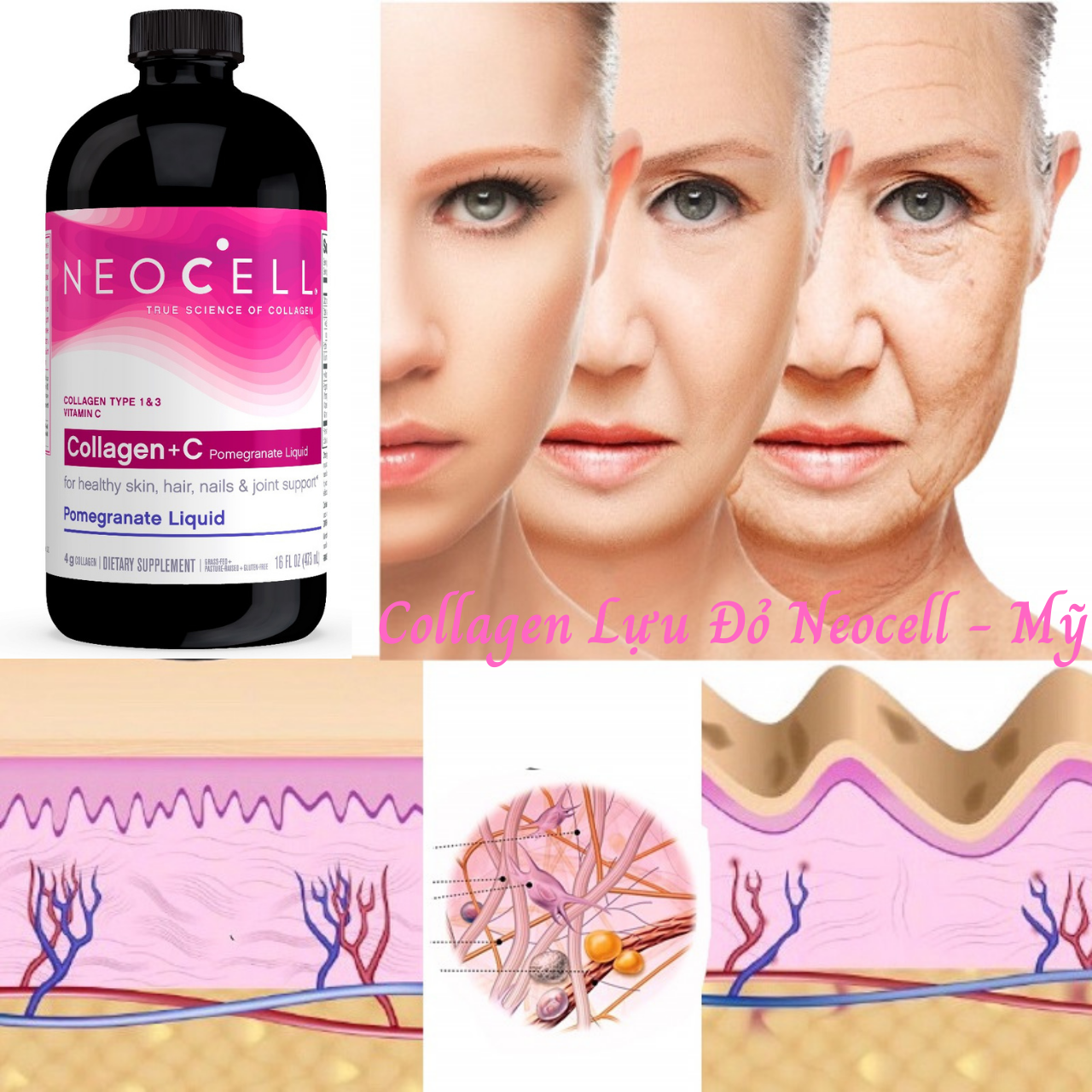 Collagen Lựu Đỏ Neocell Collagen +C Dạng Nước Mỹ