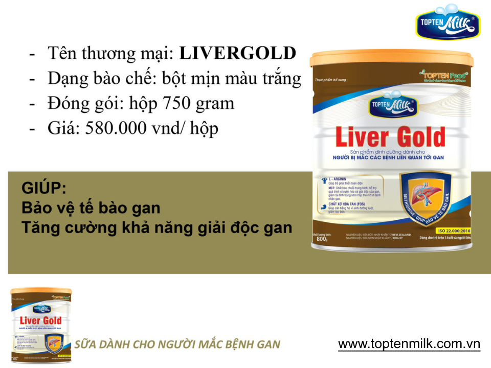 Sữa dinh dưỡng cho gan ,mát gan giải độc liver gold 800g topten milk
