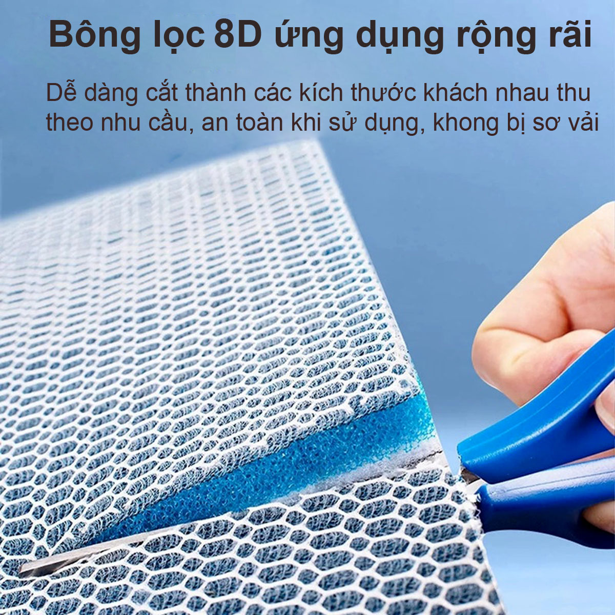 1Kg Vật liệu lọc hồ cá: bông 8D, men vi sinh hồ cá PSB 100ML cao cấp