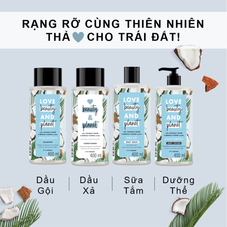 Combo Sữa Tắm + Sữa Dưỡng Thể Love Beauty And Planet Cấp Nước Dịu Nhẹ Cho Da (400ml/Chai)