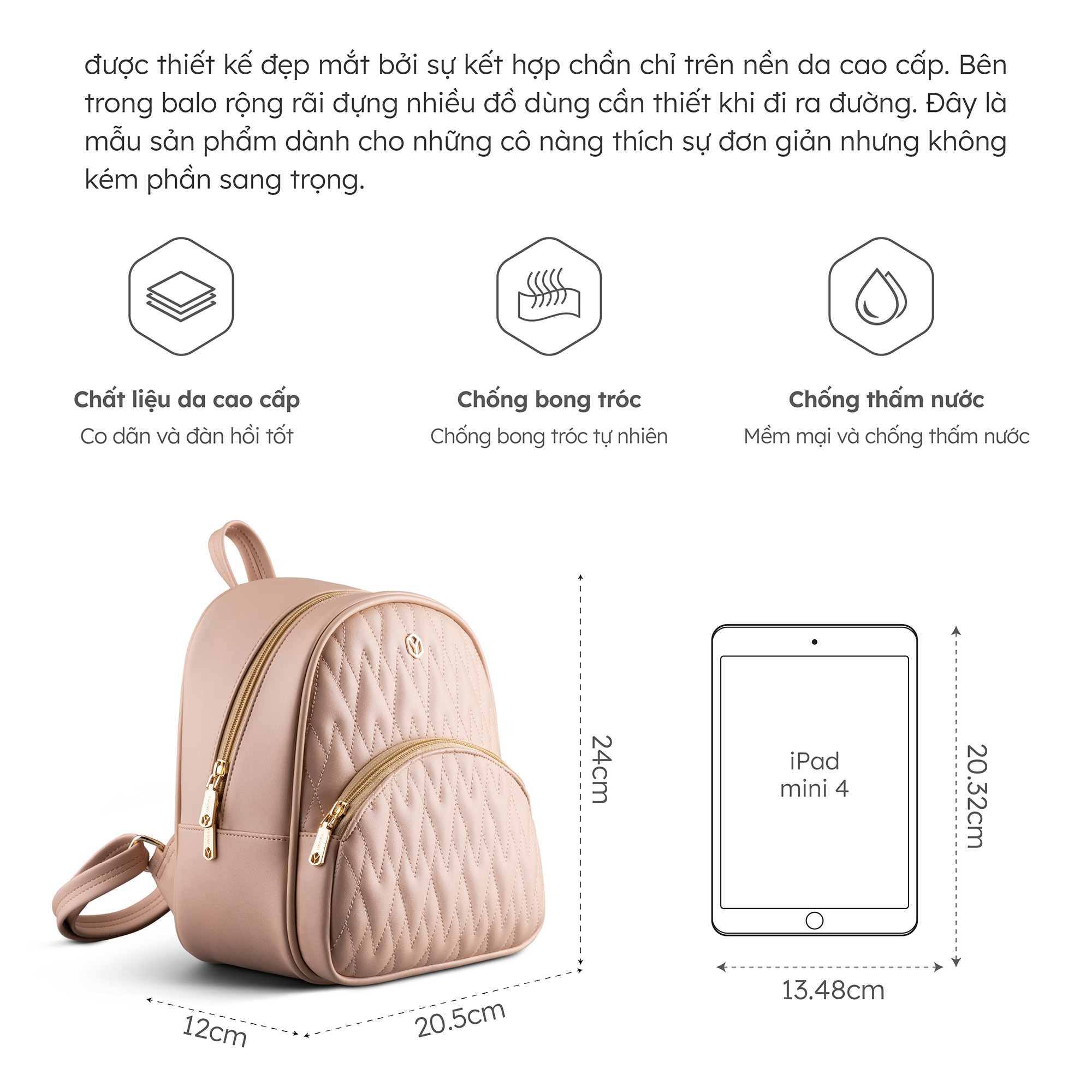 Balo Yuumy ( Thời trang nữ tiện lợi cỡ trung - Balo da Seasand YBA66 )