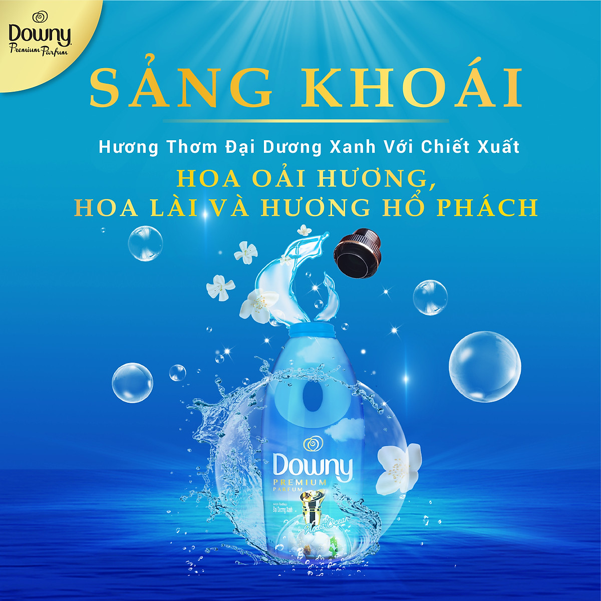 Nước Xả Vải Downy Đại Dương Xanh đậm đặc Dạng Túi 2.1L