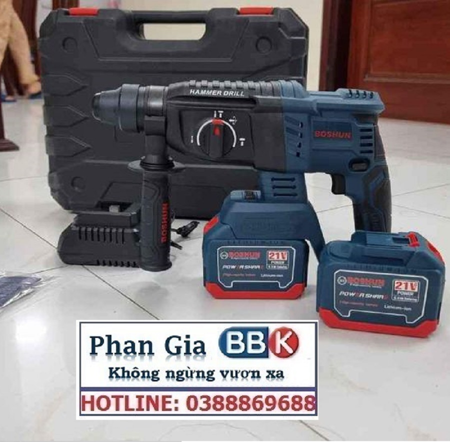[LOẠI 1] Máy khoan bê tông BOSHUN 199V - 3 Chức Năng: Khoan, khoan búa, đục - 100% Lõi Đồng
