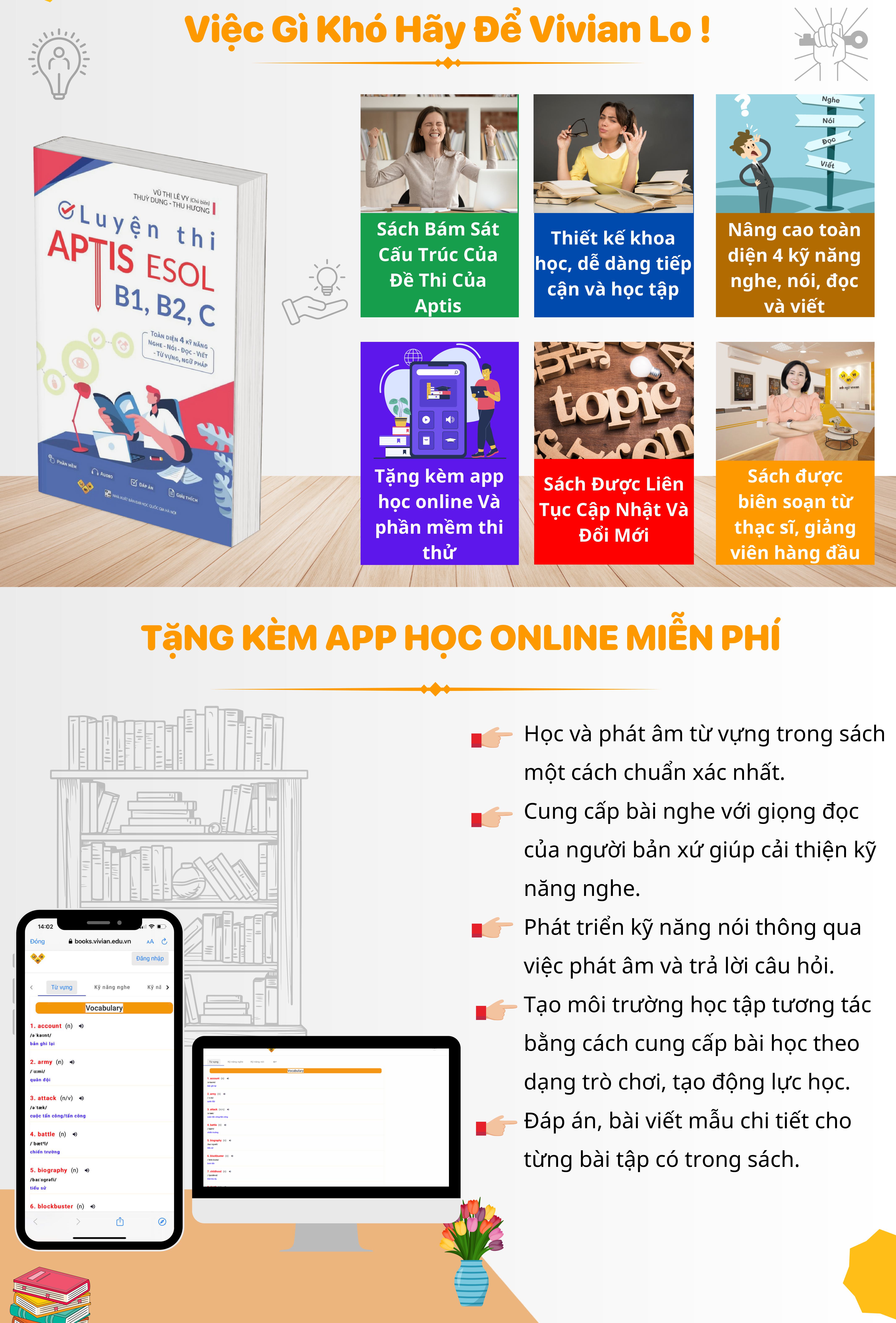 Luyện thi APTIS ESOL B1, B2, C 4 kỹ năng - Chứng chỉ APTIS hay bằng APTIS - ThS. Lê Vy - Vivian