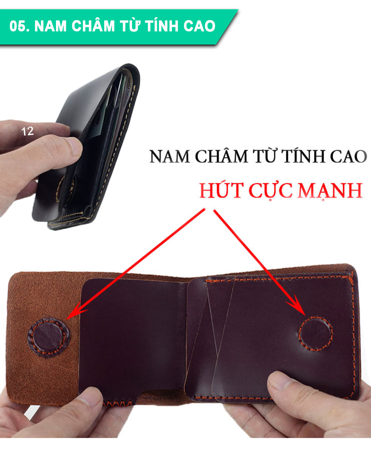 Ví sen 3 PLUS da bò Pullup V123, bóp mini nam nhỏ gọn hai màu đen và nâu, đường chỉ may tinh tế, đựng thẻ kẹp tiền tiện lợi, fullbox, thương hiệu Bụi leather chuyên đồ da thật