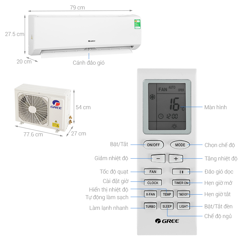 Điều hòa Gree GWC09KB-K6N0C4 (9.000BTU) - Hàng chính hãng - Chỉ giao tại HN