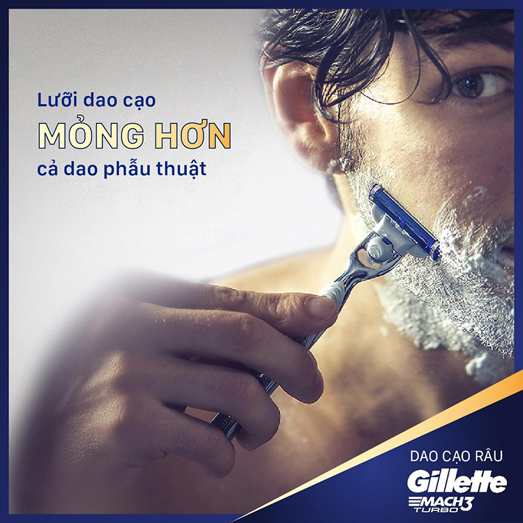 Combo Dao Cạo Râu Gillette Mach 3 Turbo (2 Lưỡi / Vỉ)