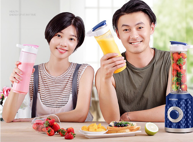 Hyundai (HYUNDAI) juicer portable juice stirring milkshake baby food supplement machine double cup QC-JB2380